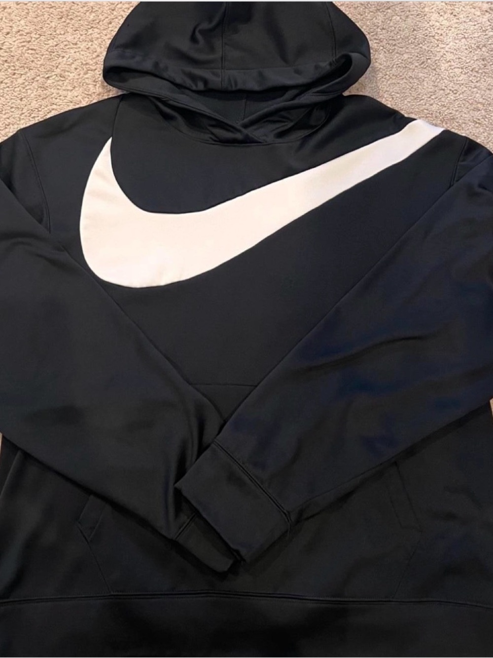 Nike Black Hoodie with Large White Swoosh